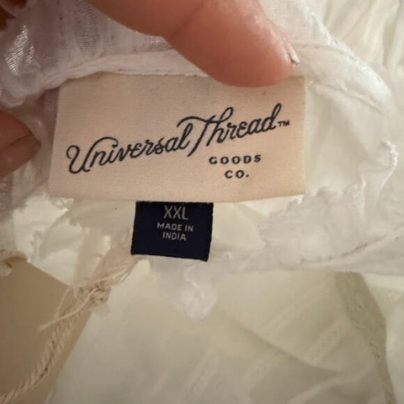 Universal Thread White Peasant Blouse XXL Long Sleeve Sheer Stripe Boho - NWT - Picture 4 of 4